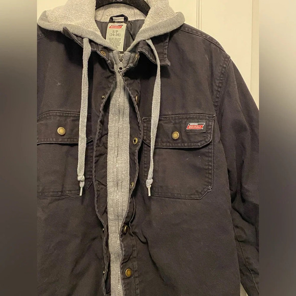 Dickies workmen long sleeve canvas Utility shacket jacket small black hoodie - Picture 4 of 8